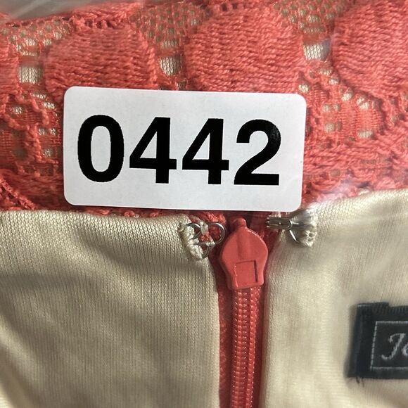 Jessica Howard Dress 16 Coral Midi Shift Lace Preppy Boho 3/4 Sleeve Career Work - Picture 9 of 9